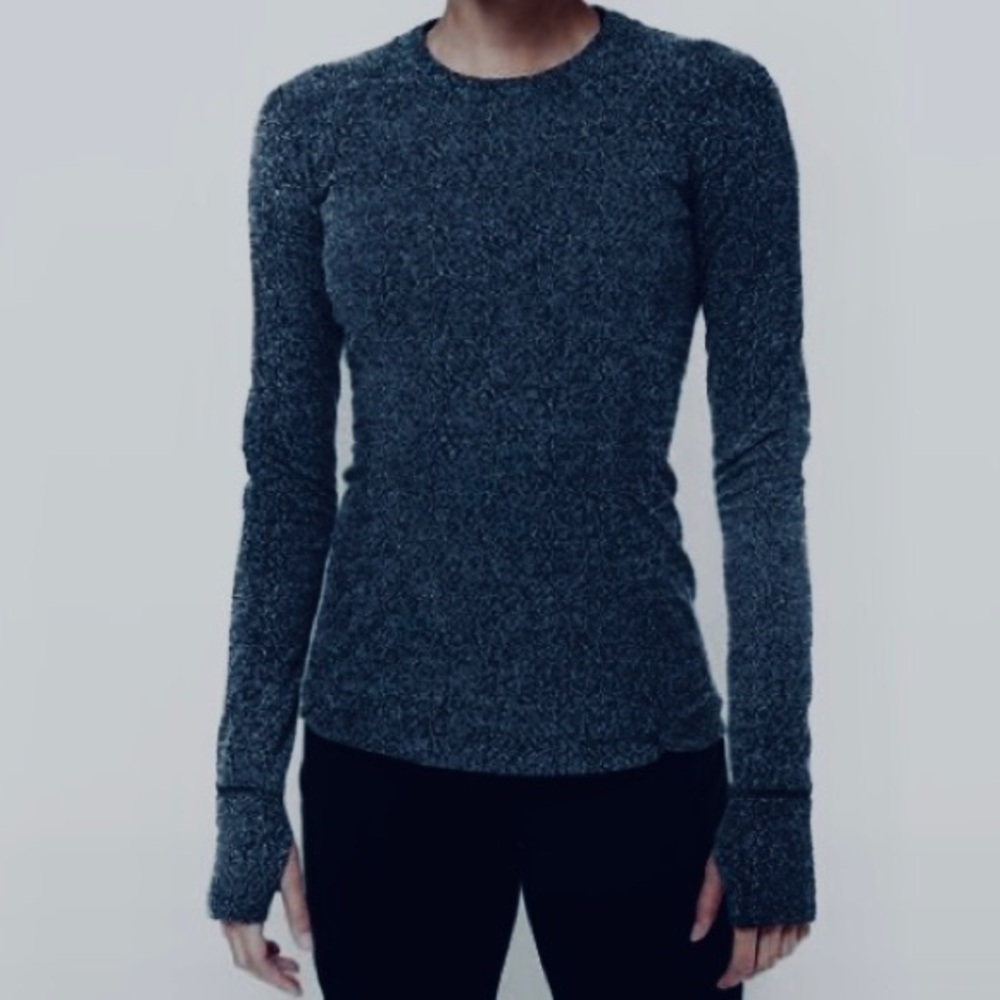 Lululemon Long Sleeve Run Knit Top Heathered Navy